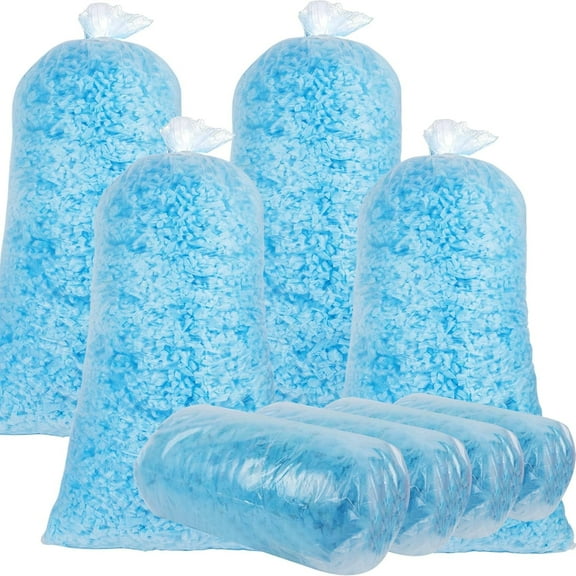 Shredded Memory Foam Filling with Gel Particles – 5lbs/10lbs/20lbs Soft Bean Bag Filler, Pillow Stuffing Foam for Couch Cushions, Dog Beds, Chairs, and Crafts – Blue