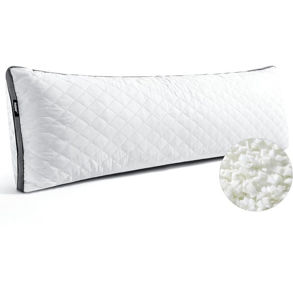 Shredded Memory Foam Full Body Pillow, Long Hugging Bed Pillows for Adults, Breathable Extra-Firm Large Pillow for Side Sleep, Big Support Body Pillow for Sleeping (20 x 54 Inches)