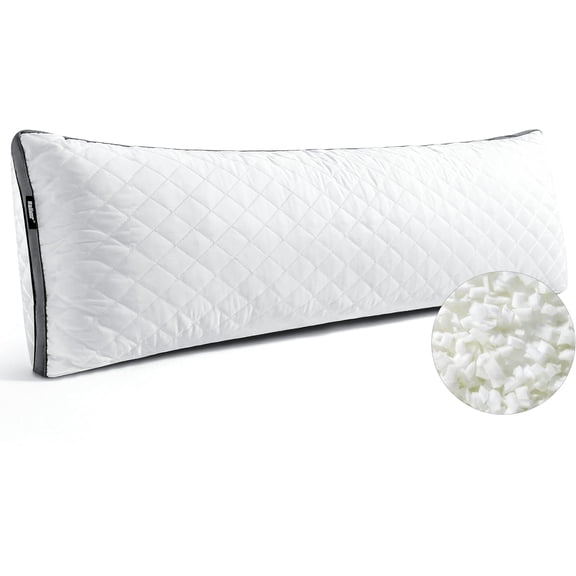 Shredded Memory Foam Full Body Pillow, Long Hugging Bed Pillows for Adults, Breathable Extra-Firm Large Pillow for Side Sleep, Big Support Body Pillow for Sleeping (20 x 54 Inches)