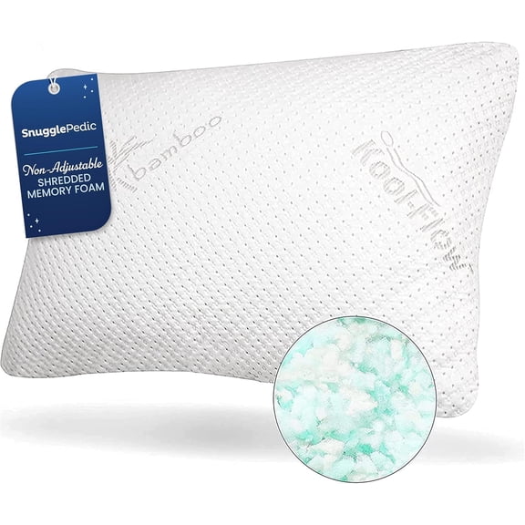 Shredded Memory Foam Pillow - The Original Cool Pillows for Side, Stomach & Back Sleepers - Sleep Support That Keeps Shape - College Dorm Room Essentials for Girls and Guys - Queen