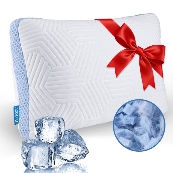 Shredded Memory Foam Bed Pillows for Sleeping, Medium Firm Support Standard Pillow for Back & Side Sleepers, Supportive Bed Pillows with Washable Cover