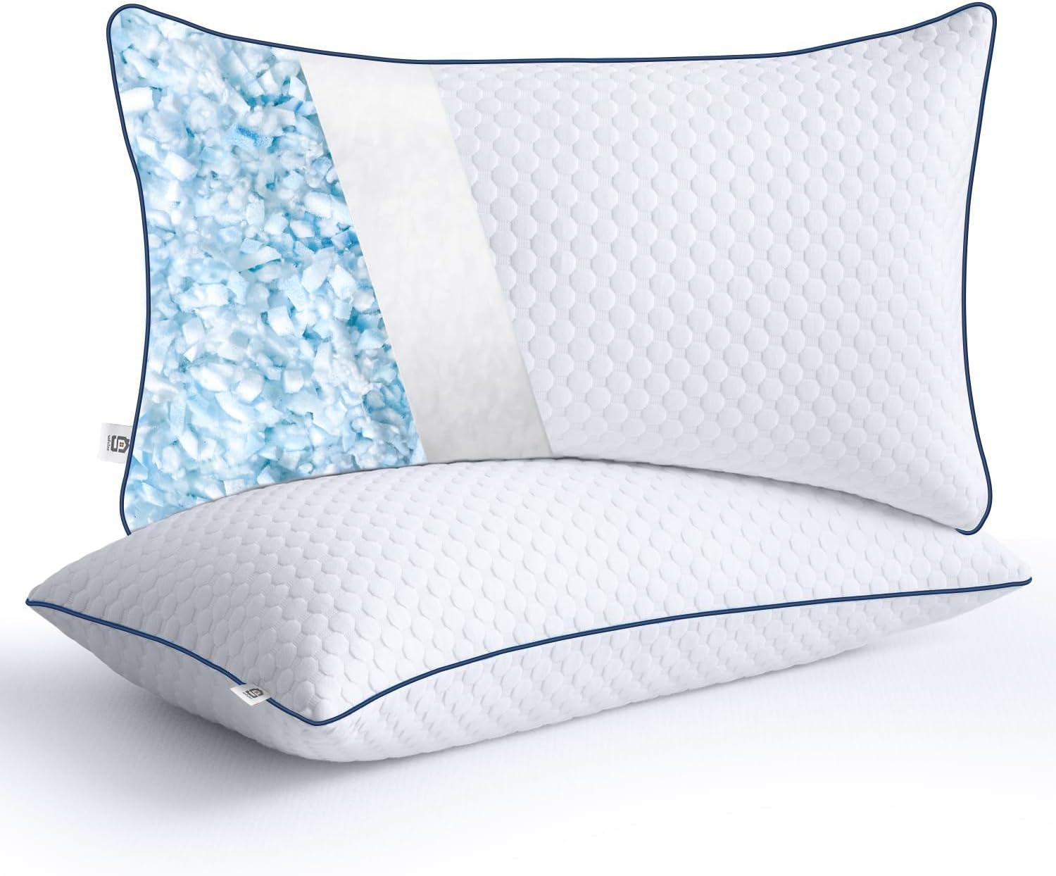 Shredded Memory Foam Pillows Queen Size Set of 2, Adjustable Cooling Pillows 2 Pack, Luxury