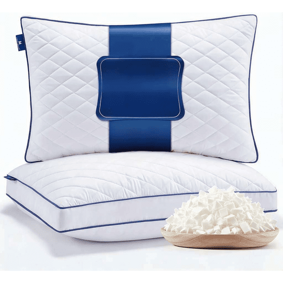 Shredded Memory Foam Pillows Queen Size Set of 2 20"x30"