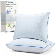 Shredded Memory Foam Pillow Queen Size Set of 2, Cooling Bed Pillows for Hot Sleepers, Firm, Supportive and Breathable Bed Pillows for Side Back Stomach Sleepers