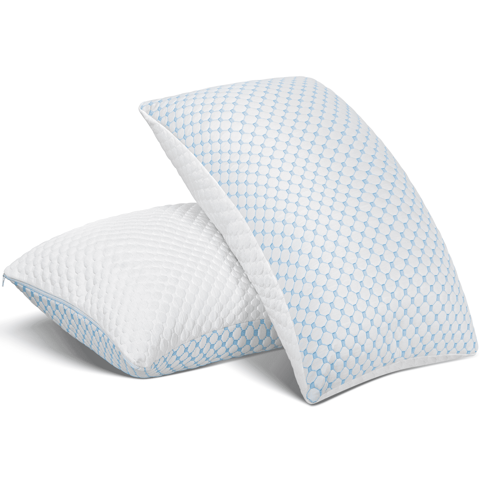 Shredded Memory Foam Pillows for Sleeping 2 Pack, Standard Size Cooling Bed Pillows for Side Back and Stomach Sleepers, Bed Pillows with Washable Removable Cover