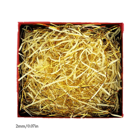 Shredded Paper Filler Crinkle Cut Paper Grass For Gift Boxes,100g Sparkling Crystal Gold Paper Shreds Raffia Tissue,Easter Baskets,Gift Wrapping & Basket Filling Gold