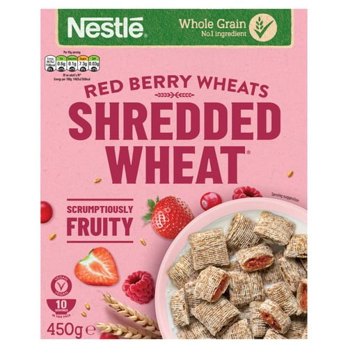 Shredded Wheat Bitesize Red Berry Wheats Breakfast Cereal 450g, British Import (Pack of 3)