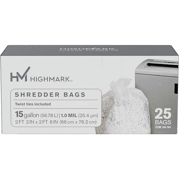 Shredder Bags, 1 mil, 15 Gallons, Clear, Box Of 25, DP00704