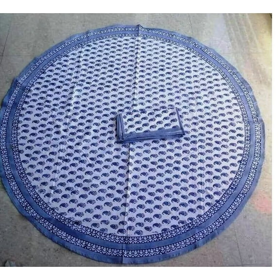 Shree-25 Art Deco Luxury Paisley Floral Cotton Tablecloth, 90 x 90 Inches