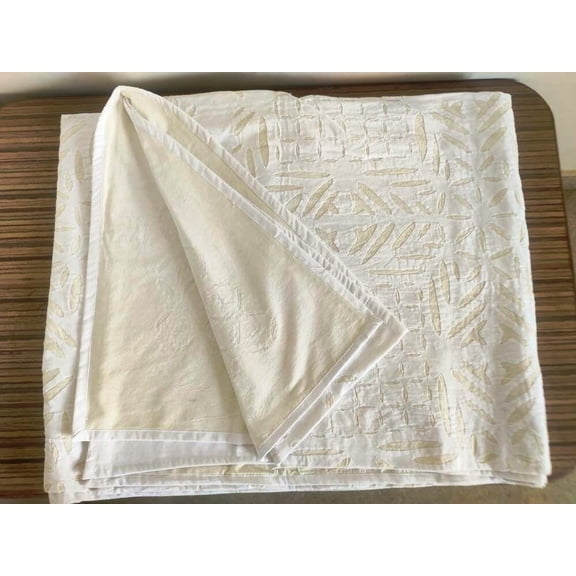 Shree Applique Work Art Deco 1-Piece Royal Floral White Luxury Traditional Cotton Bedding Set, 55x85 Inches