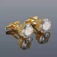 thumbnail image 1 of Shree Diamond Men's 14K Yellow Gold Plated 4Ct Round Cut Natural Moissanite Diamond Wedding Cufflinks – Gift for Him, 1 of 5