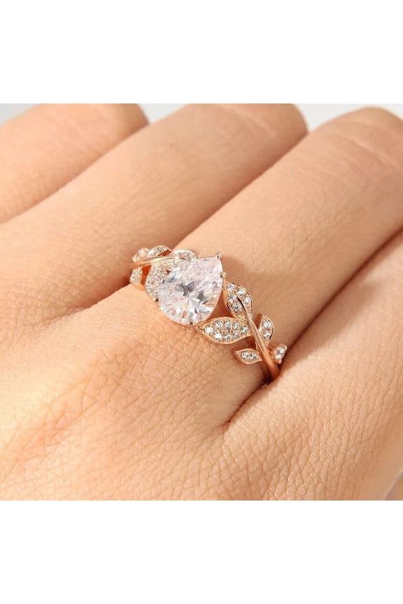14K Yellow Gold Plated 2.2Ct Pear Cut Lab-Created Solitaire Women's Engagement Ring