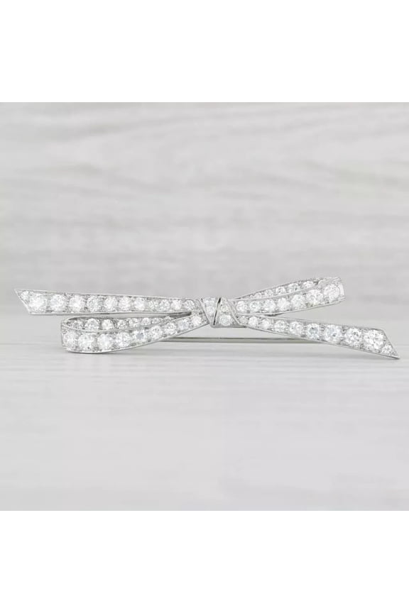 2.30 Ct Round Lab Created Diamond Bow Brooch Pin for Women 14K White Gold Plated