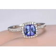thumbnail image 1 of Shree Diamonds 2Ct Cushion Cut Lab-Created Tanzanite Engagement Ring, 14K White Gold Plated, 1 of 2