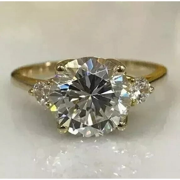 Shree Diamonds 3 CT Round Cut Lab Created Diamond Women's Wedding Ring 14K Yellow Gold Plated