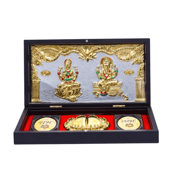 Shree Ganesha & Goddess Lakshmi - Charan Paduka (Large)