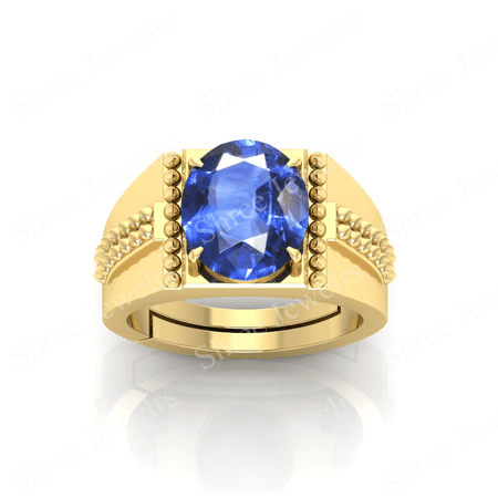 Shree Jewelrs Original Certified Natural Blue Sapphire (Neelam) Ring - 10.25 Carat Certified Handcrafted Ring Jupiter Ring, PANCHDHATU Gold Plated Ring for Men and Women