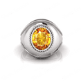 thumbnail image 1 of Shree Jewelrs Original Certified Natural Yellow Sapphire (Pukhraj) Ring - 5.00 Carat Certified Handcrafted Ring Jupiter Ring, PANCHDHATU Silver Plated Ring for Men and Women, 1 of 5