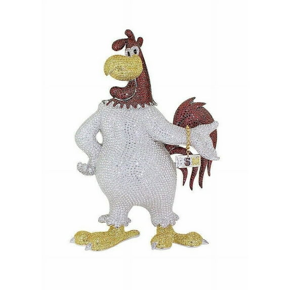 Shree Jewels Cartoon Pendant Necklace 4Ct Round Cut VVS1 Diamond 14K White Gold Finish, 18”, Cable