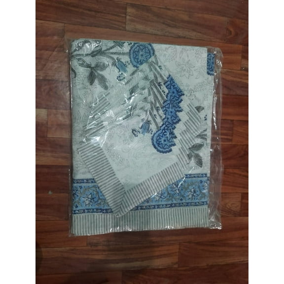 Shree Textile-25 Art Deco Block Printed Cotton Rectangular Tablecloth, 160 x 72 Inches