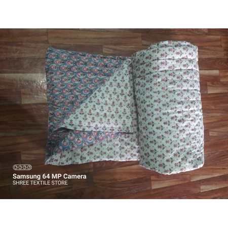 Shree24 Cotton Quilted Reversible Twin Quilt, Multicolor Floral