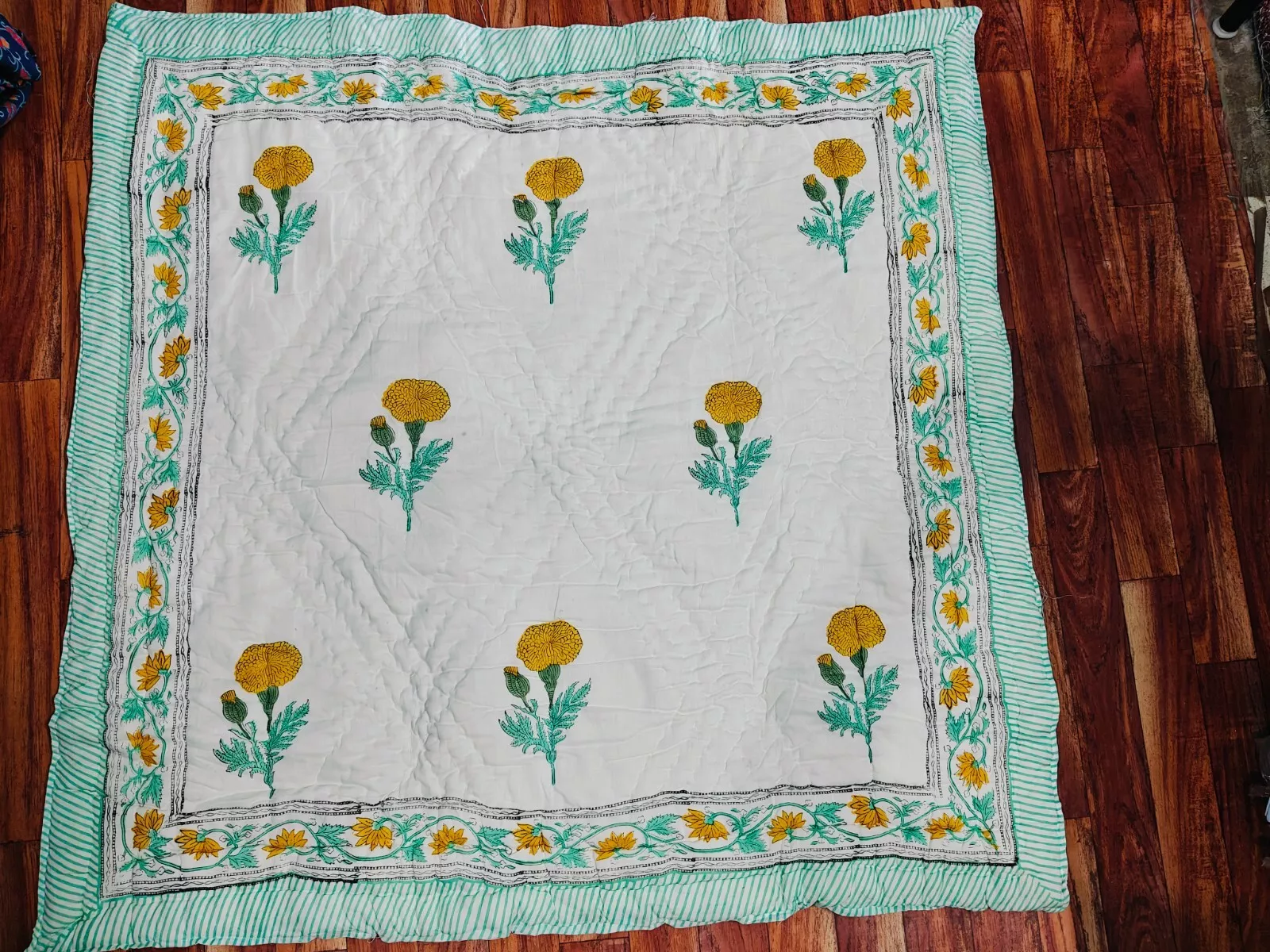 Shree24 Luxury Multicolor Floral Quilted Cotton Quilt, Crib/Toddler Bed, Reversible