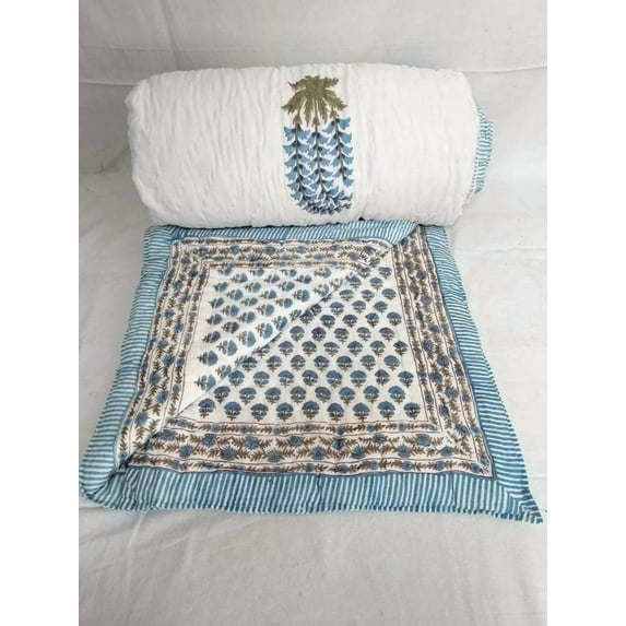 Shree24 Quilted Reversible Twin Size Quilt, Multicolor Floral