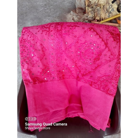 ShreeBedding Decor Art Deco Amber Fort Palace Pink Traditional & Luxury Cotton With Silk Bedspread, Bedsheet, Throw, Coverlet - Full/Queen