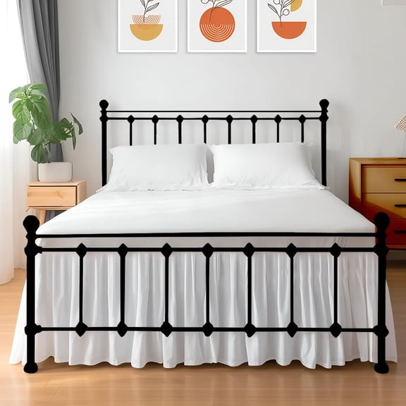 Shreem Linen Ruffled Bed Skirt with Split Corners, Gathered Style, 100% Microfiber, 18-Inch Drop, Dust Ruffle Bedskirt with Platform, King, White