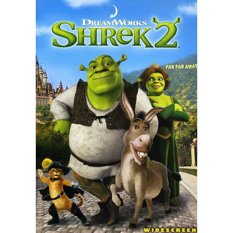 Film Still from Shrek 2 Shrek, Puss In Boots, Donkey © 2004