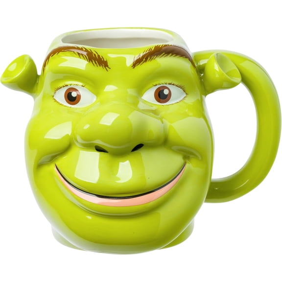 Shrek 3D Sculpted Ceramic Mug, 20oz | DreamWorks, Sculpted Design, Green, 0.6 Liters, Shrek Face