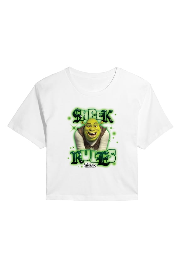 - Graffiti Shrek Rules - Juniors Cropped Graphic T-Shirt