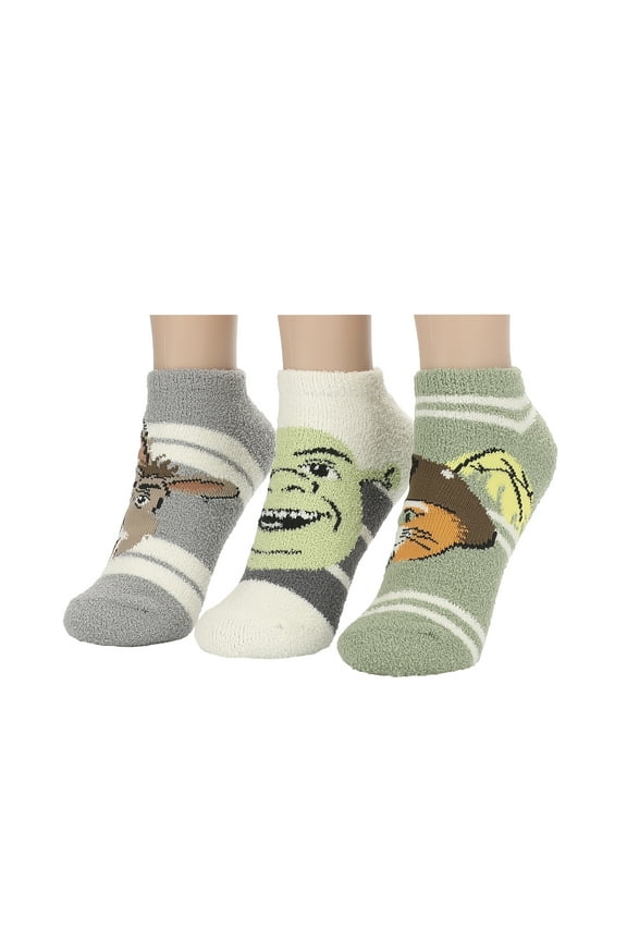 Shrek Boots Shrek and Donkey Womens Cozy Ankle Socks 3 Pack