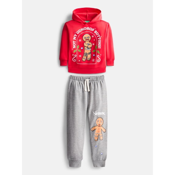 Shrek Boys Gingerbread Man Christmas Hoodie and Joggers Set, Sizes 4-16