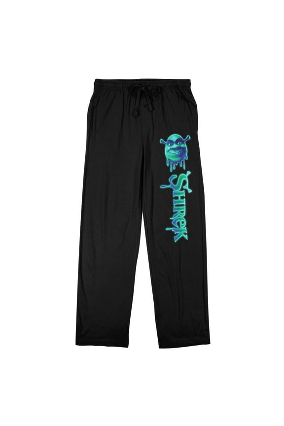 Shrek Character Head & Logo Men's Black Sleep Pajama Pants-XXL