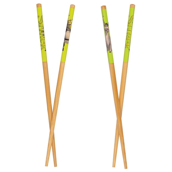 Shrek Chopsticks 2-Pair Set 9.5" Reusable Utensil Set with Shrek and Donkey Character Designs