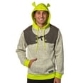 thumbnail image 1 of Shrek Costume Pullover Hoodie Sweatshirt With 3D Trumpet Ears On Hood, 1 of 7