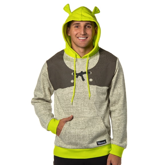 Shrek Costume Pullover Hoodie Sweatshirt With 3D Trumpet Ears On Hood