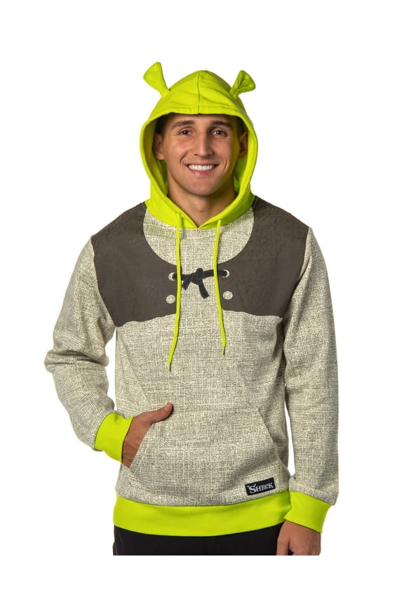 Shrek Costume Pullover Hoodie Sweatshirt With 3D Trumpet Ears On Hood