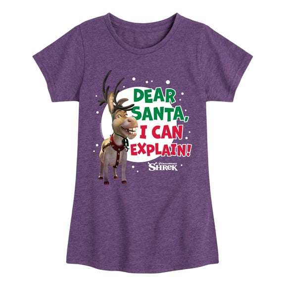 Shrek - Dear Santa I Can Explain - Girls Youth Fitted Short Sleeve Graphic T-Shirt
