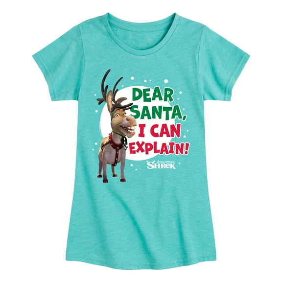 Shrek - Dear Santa I Can Explain - Girls Youth Fitted Short Sleeve Graphic T-Shirt