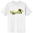 thumbnail image 1 of Shrek Donkey & Shrek Movie Logo Crew Neck Short Sleeve Men's White T-shirt - 5XL, 1 of 4