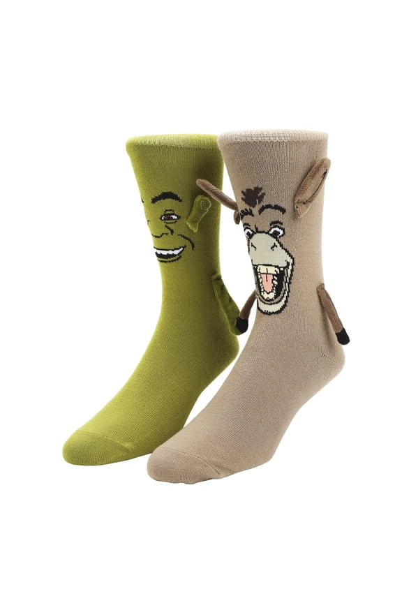 Shrek & Donkey Women's Crew Socks With 3D Arms-OSFA