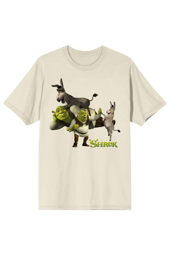 Shrek Donkey and Shrek Men's Natural Short Sleeve Tee-XL