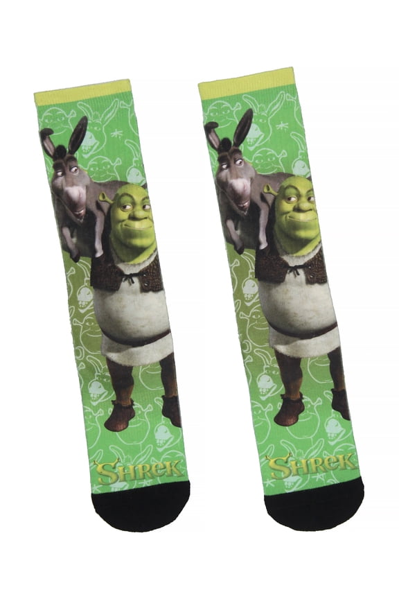 Shrek Donkey and Shrek Sublimated All Over Print Crew Socks