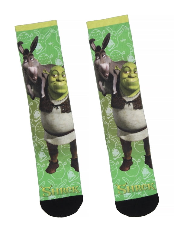 Donkey and Shrek Sublimated All Over Print Crew Socks