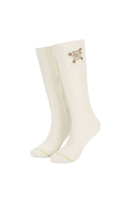 Shrek Embroidered Character Art Flowers Women's Slouch Crew Socks
