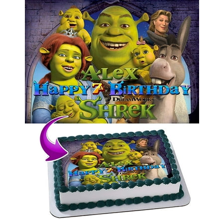 Shrek Fiona Edible Cake Image Topper Personalized Picture 1/4 Sheet (8"x10.5")