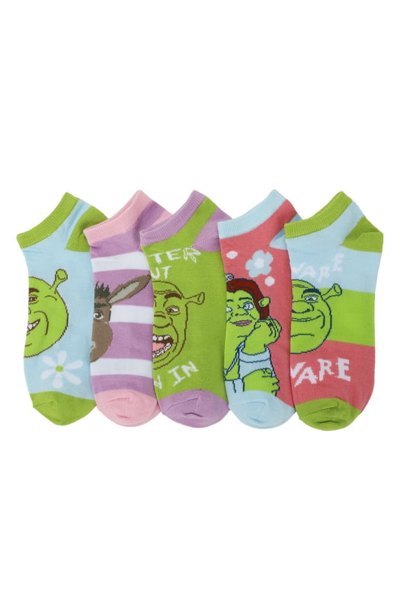 Shrek & Friends Women's 5-Pair Ankle Socks-OSFA