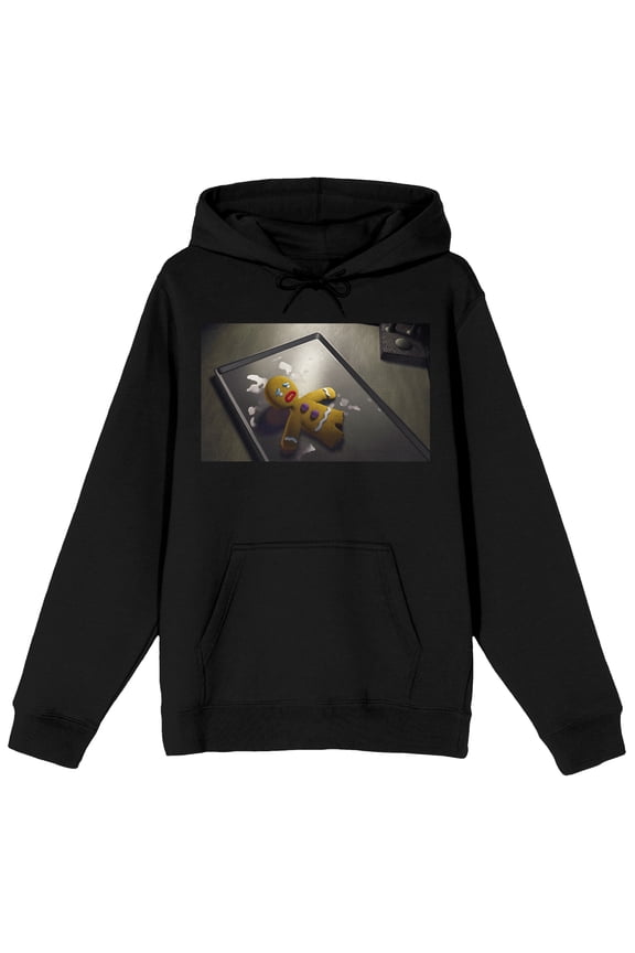 Shrek Gingerbread Man Screenshot Adult Black Long Sleeve Hooded Sweatshirt-XXL